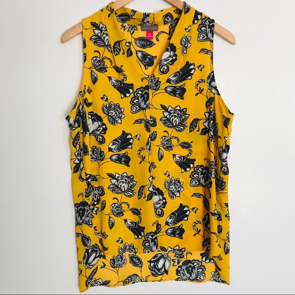 Vince Camuto | yellow floral top high-low - Picture 2 of 5